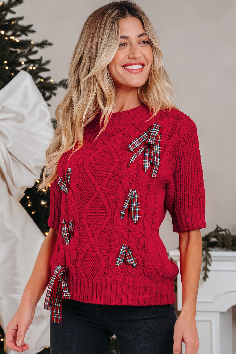 The Holiday Bow-Knit Sweetheart Sweater™