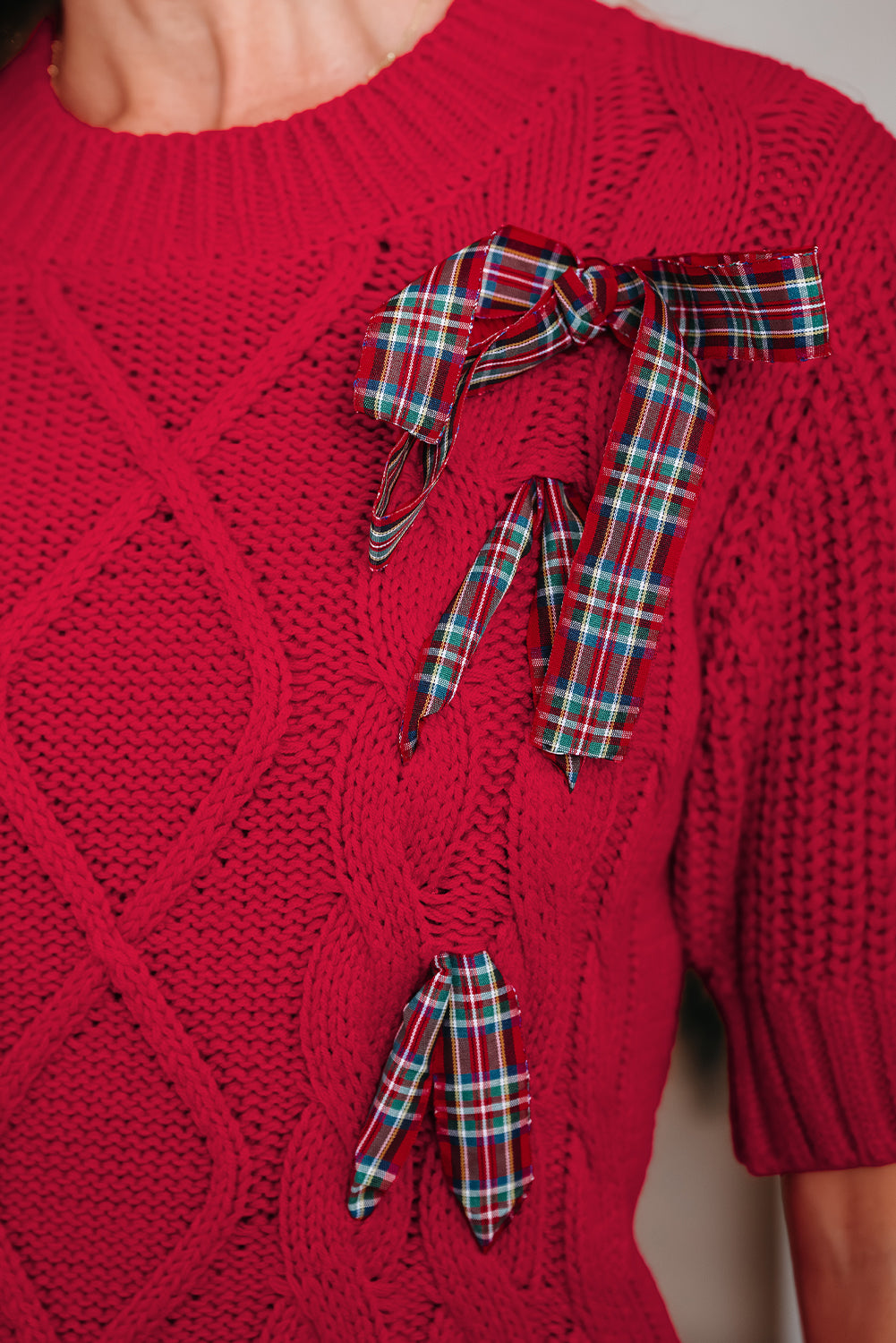 The Holiday Bow-Knit Sweetheart Sweater™
