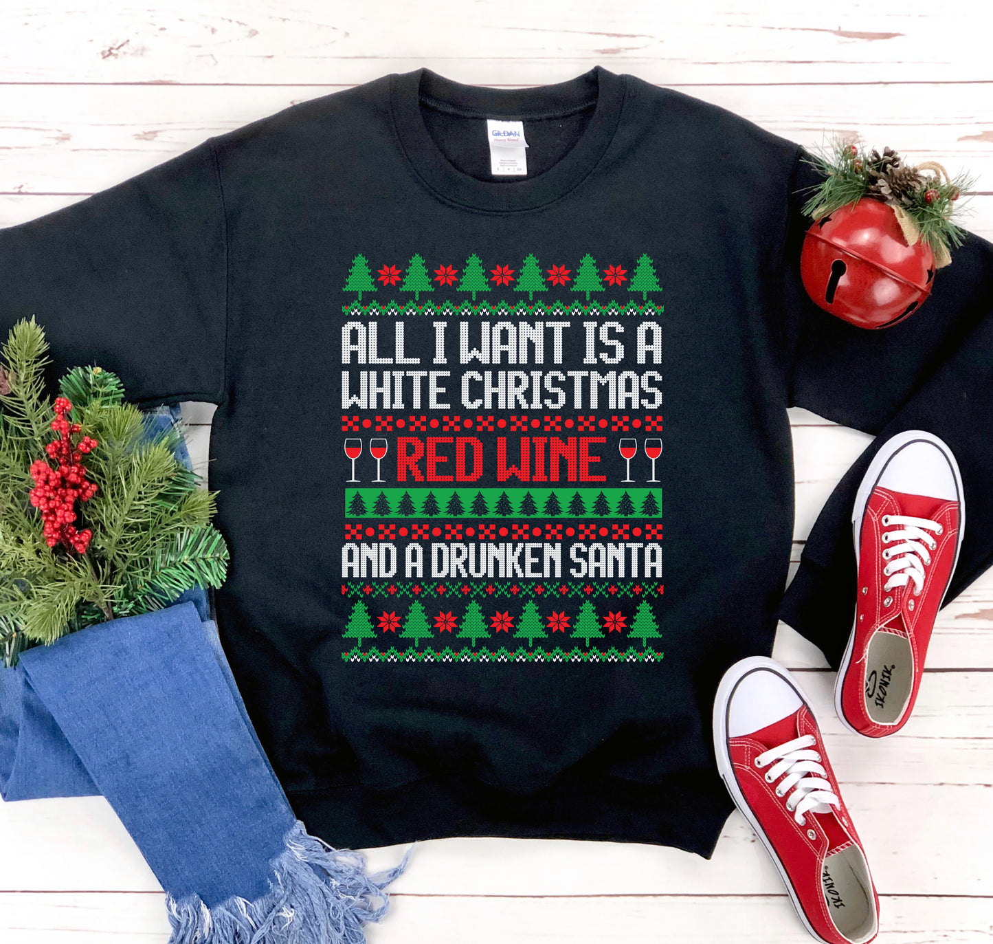 White Christmas & Red Wine™ Funny Holiday Sweater