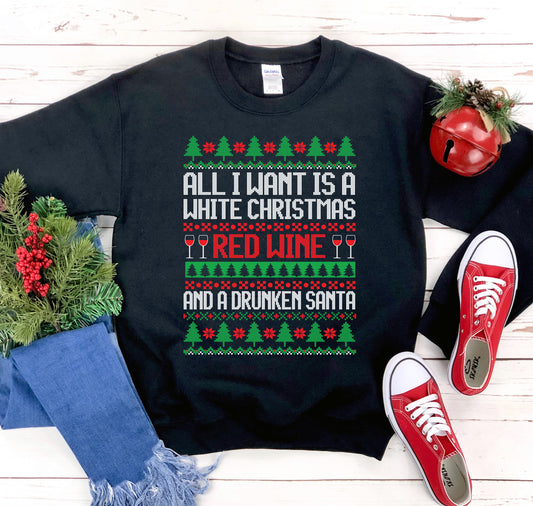 White Christmas & Red Wine™ Funny Holiday Sweater