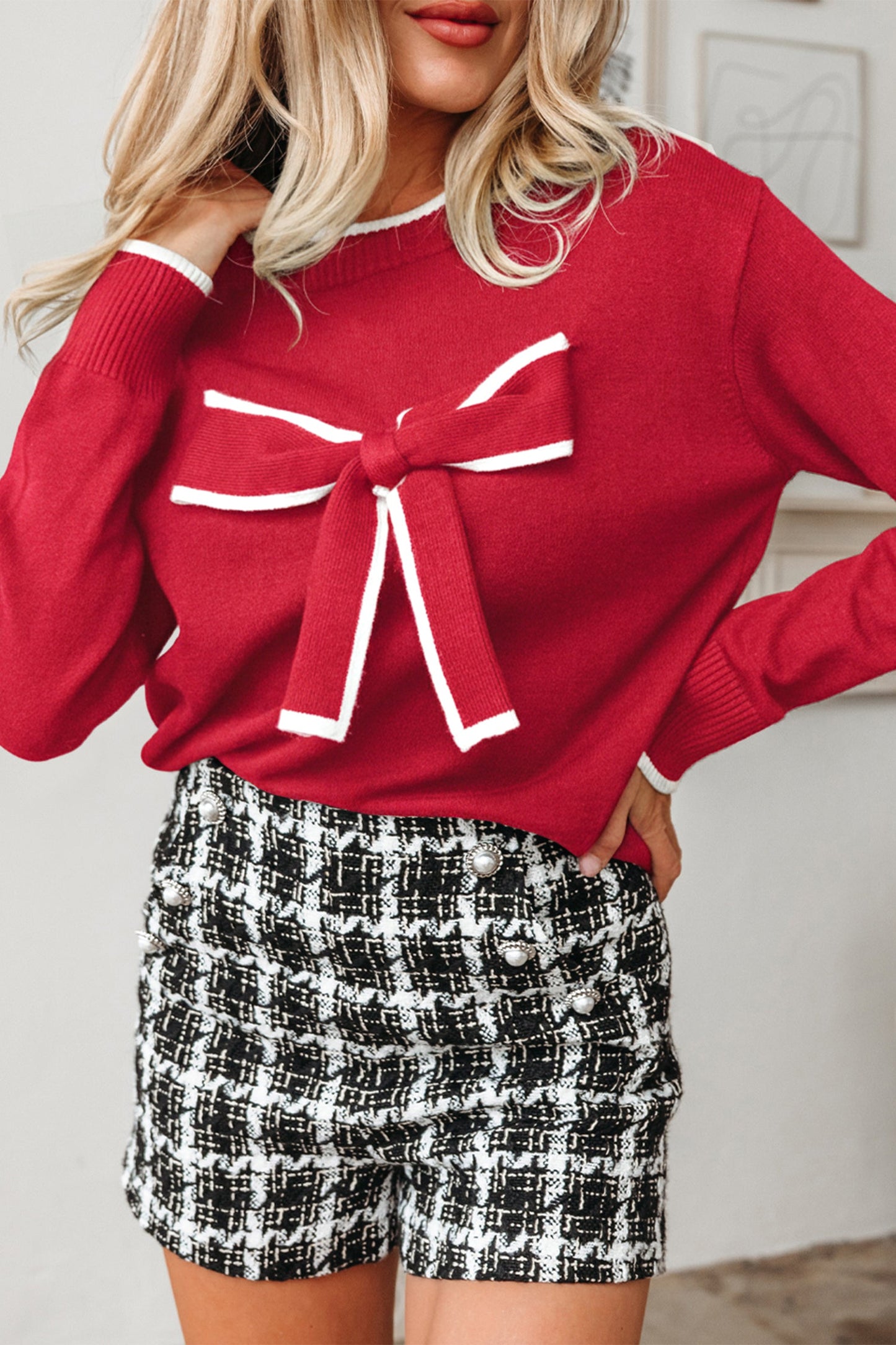 Holiday Ribbon Charm™ Elegant Bow Christmas Sweater
